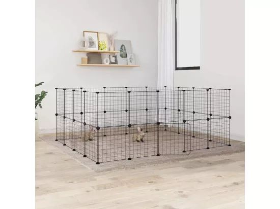 Cage animaux de compagnie à 36 panneaux et porte Noir 35x35 cm