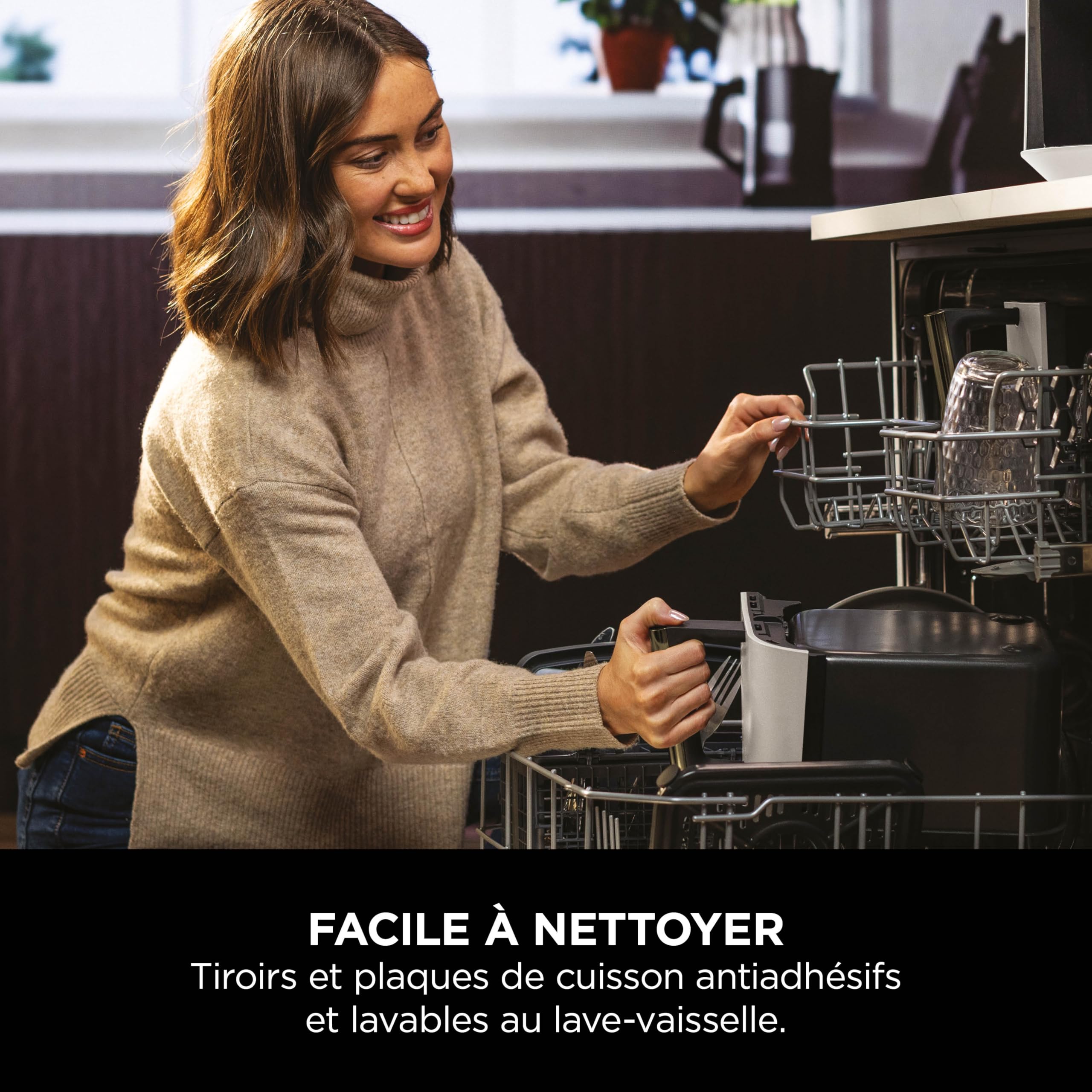 NINJA Dual Zone Max Air Fryer 2 Compartiments, Capacité Familiale de 9,5L, Max 240°C, Air Fryer 6-en1, Pièces Antiadésives Amovibles Lavables Au Lave-