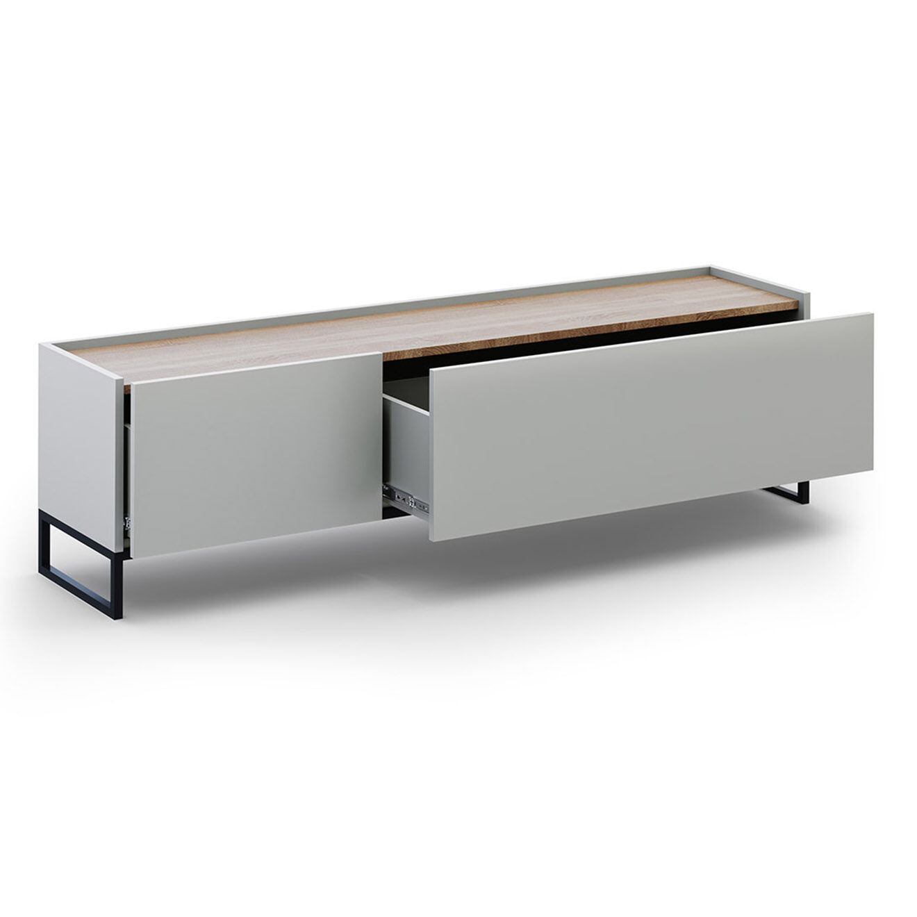 Windsor & Co Meuble TV Helene chêne naturel/gris clair - 180x40x50 cm