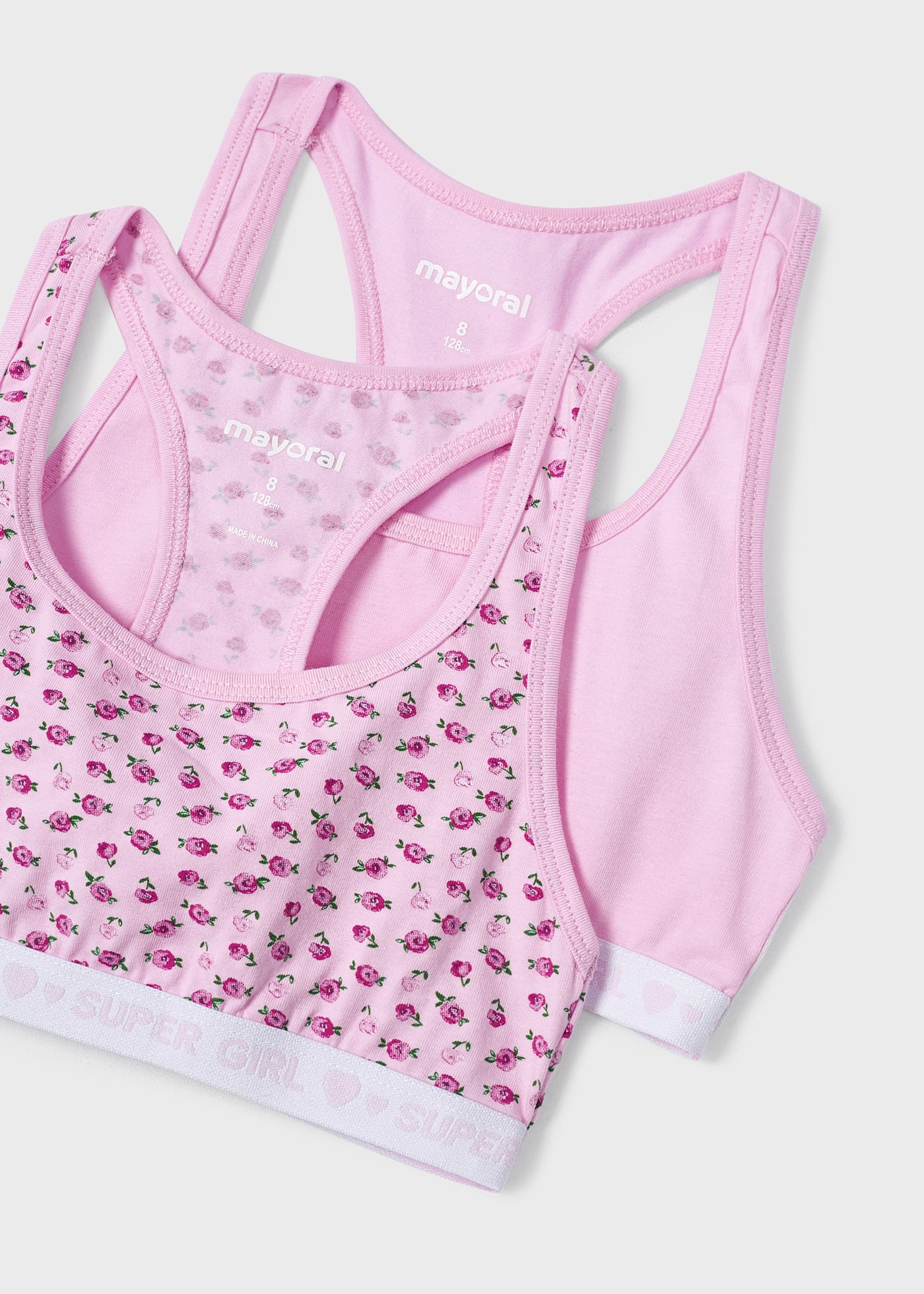 Conjunto de 2 sutiãs de algodão estilo top para meninas