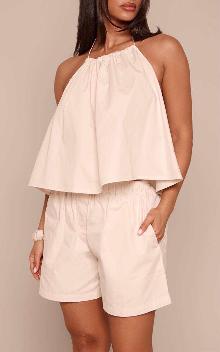 Gris Pierre Short Fluide En Popeline Assorti Petite