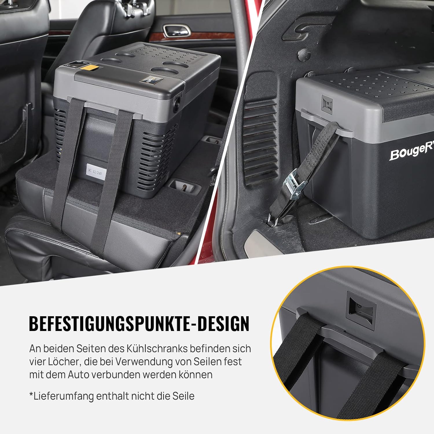 BougeRV CRPRO Kompressor Kühlbox 12v, 20 Liter Auto Kühlbox(-22℃~10℃), 12/24V DC &110-240V AC Tragbarer Auto Kühlschrank, 12v Kühlschrank, für Auto, Camping, Reisen (Aktualisierte Version)