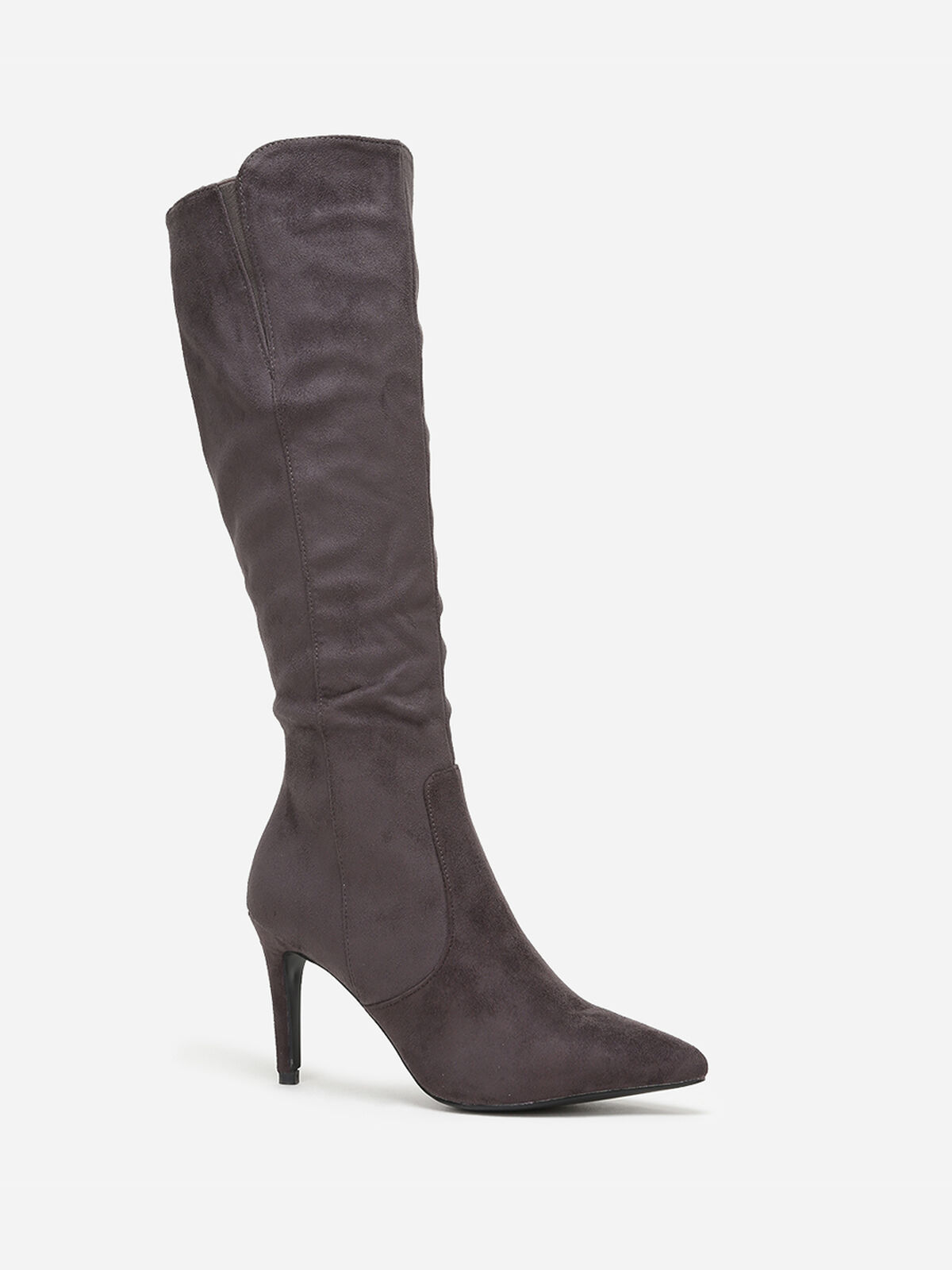 Bottes en suédine à bout et talon pointus- Gris