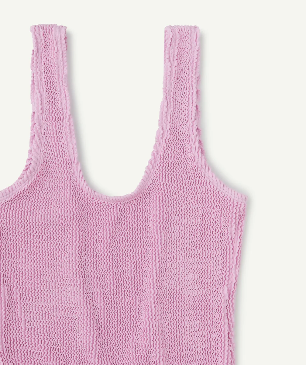 MAILLOT DE BAIN 1 PIÈCE FEMME MATIÈRE GAUFRÉE MAUVE