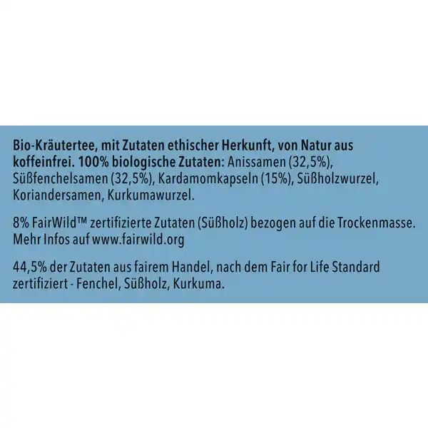 Bio-Kräutertee Feel New, mit Fenchel, Anis und Kardamom