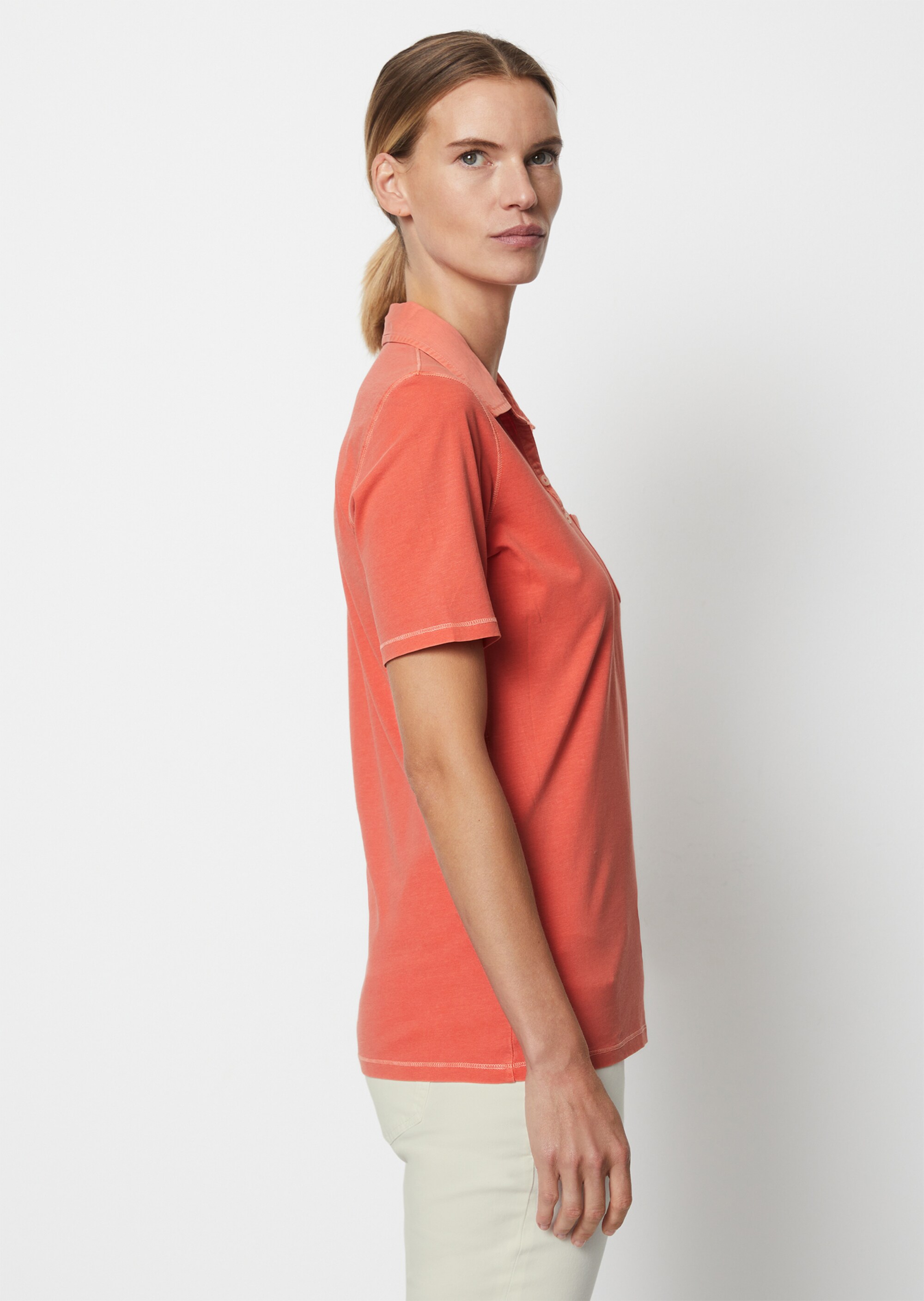 Kurzarm Poloshirt regularmit Material-Mix-Details