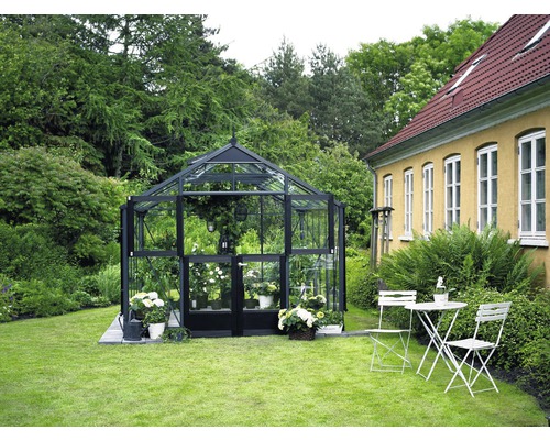JULIANA Premium Kas 13 m² 3 mm Veiligheidsglas 296 x 439 cm Antraciet/Zwart