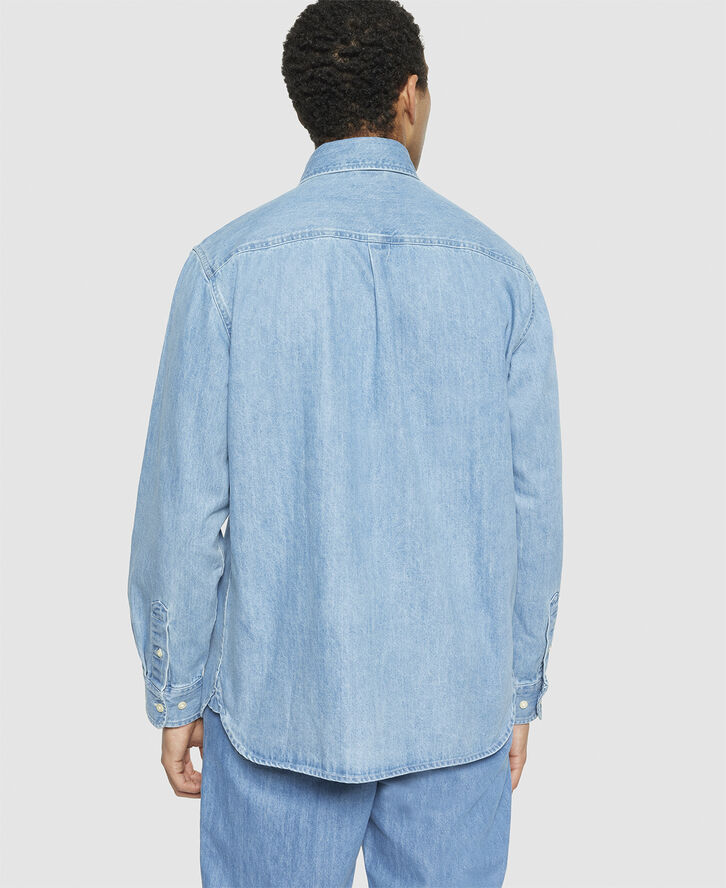 Knowledge Cotton Apparel Loose denim shirt - GOTS/Vegan Light blue denim