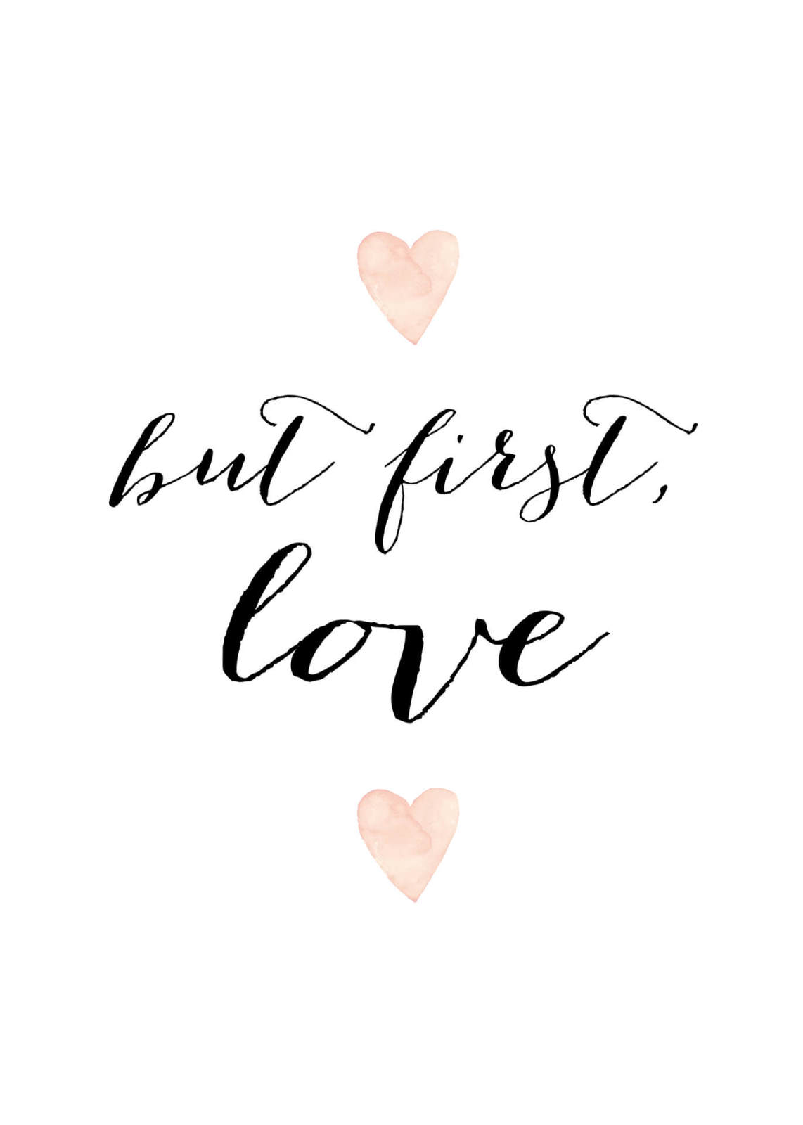 Leinwandbild BUT FIRST LOVE - weiß-schwarz - 50x70 cm
