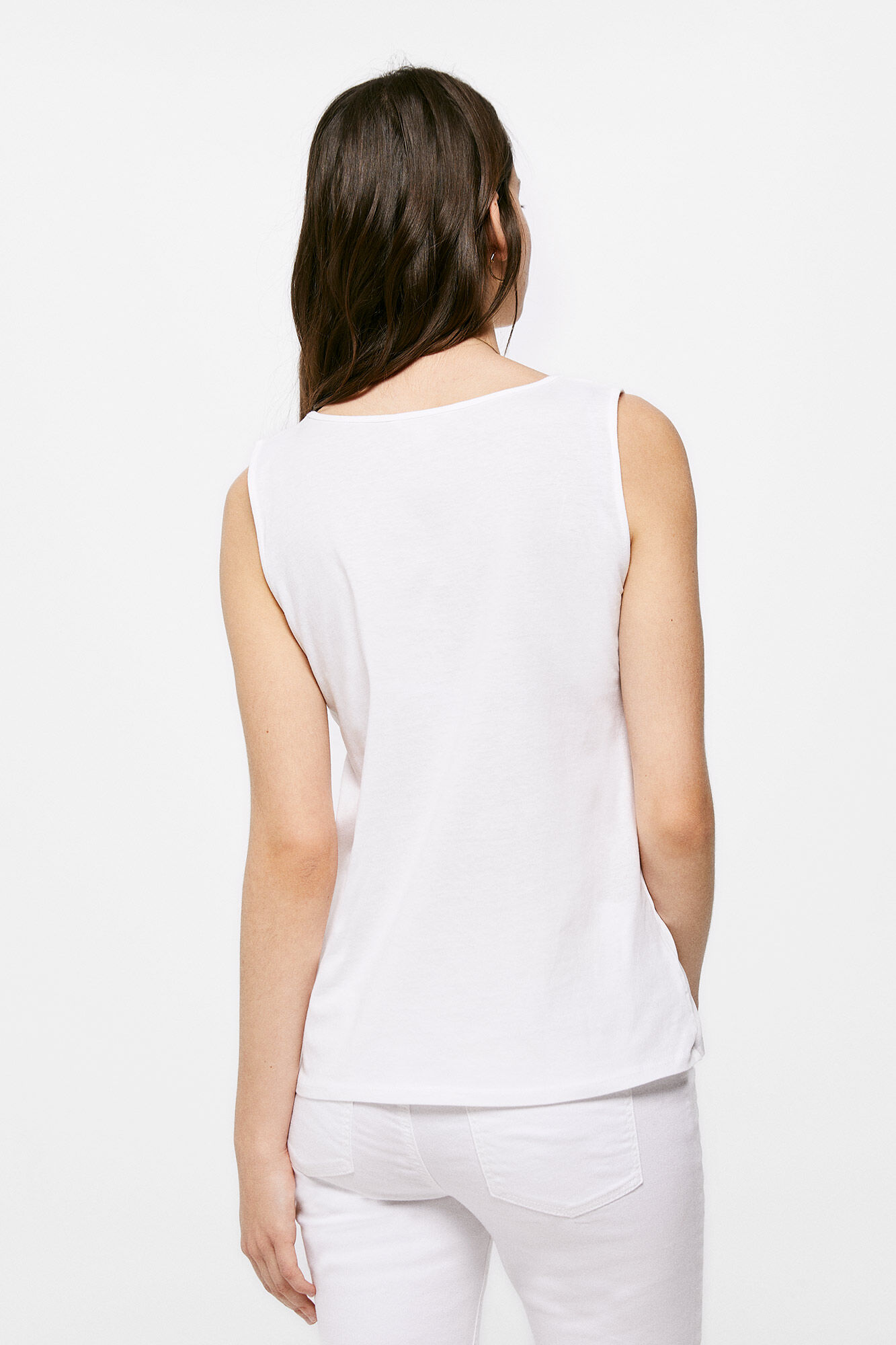 Blusa bicolor com decote em V e renda - amarela