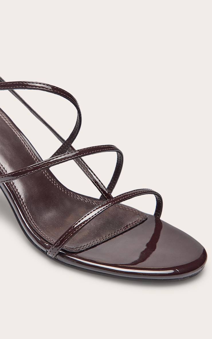 Chocolat Sandale À Talon Bout Rond À Brides Imprimé Synthétique Marron