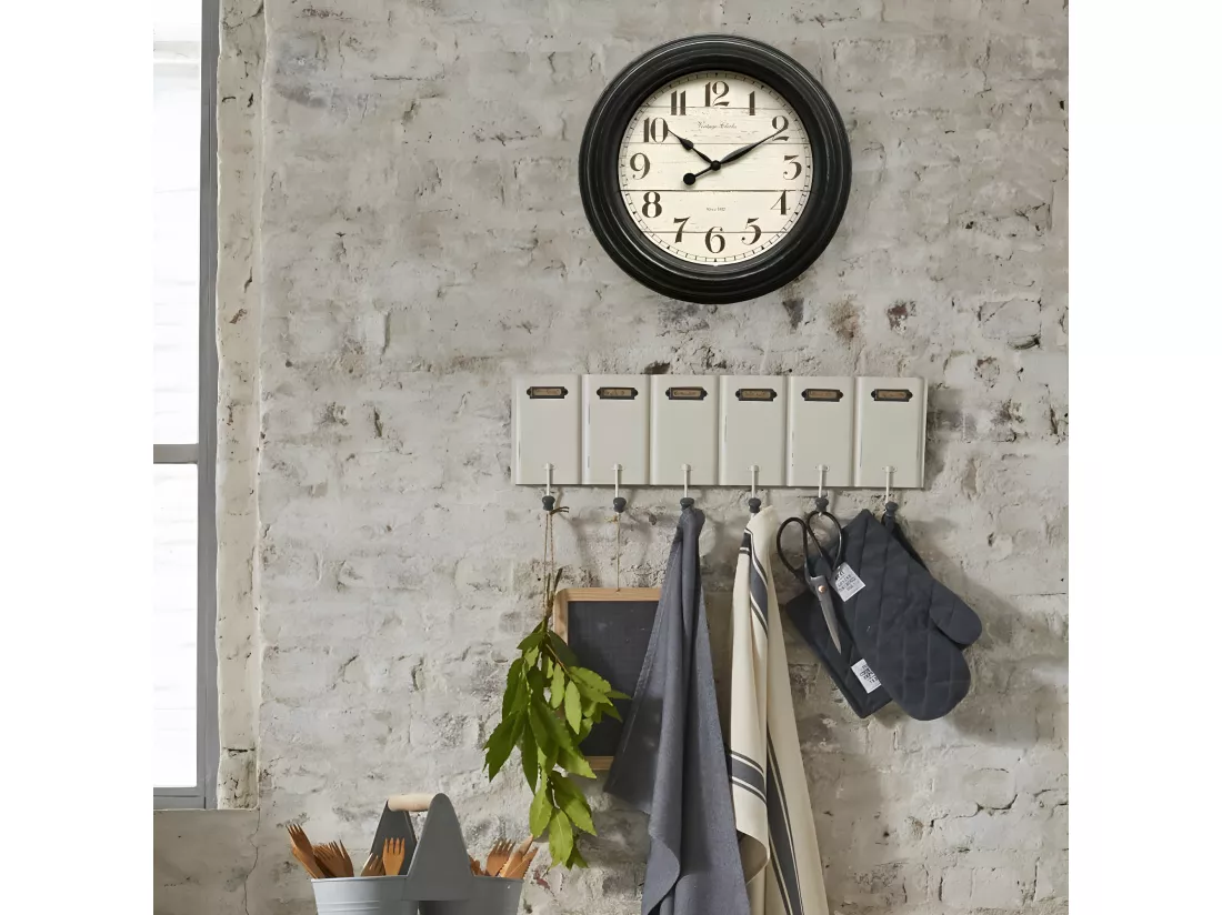 Pendule murale Moulure Noir D 29 cm