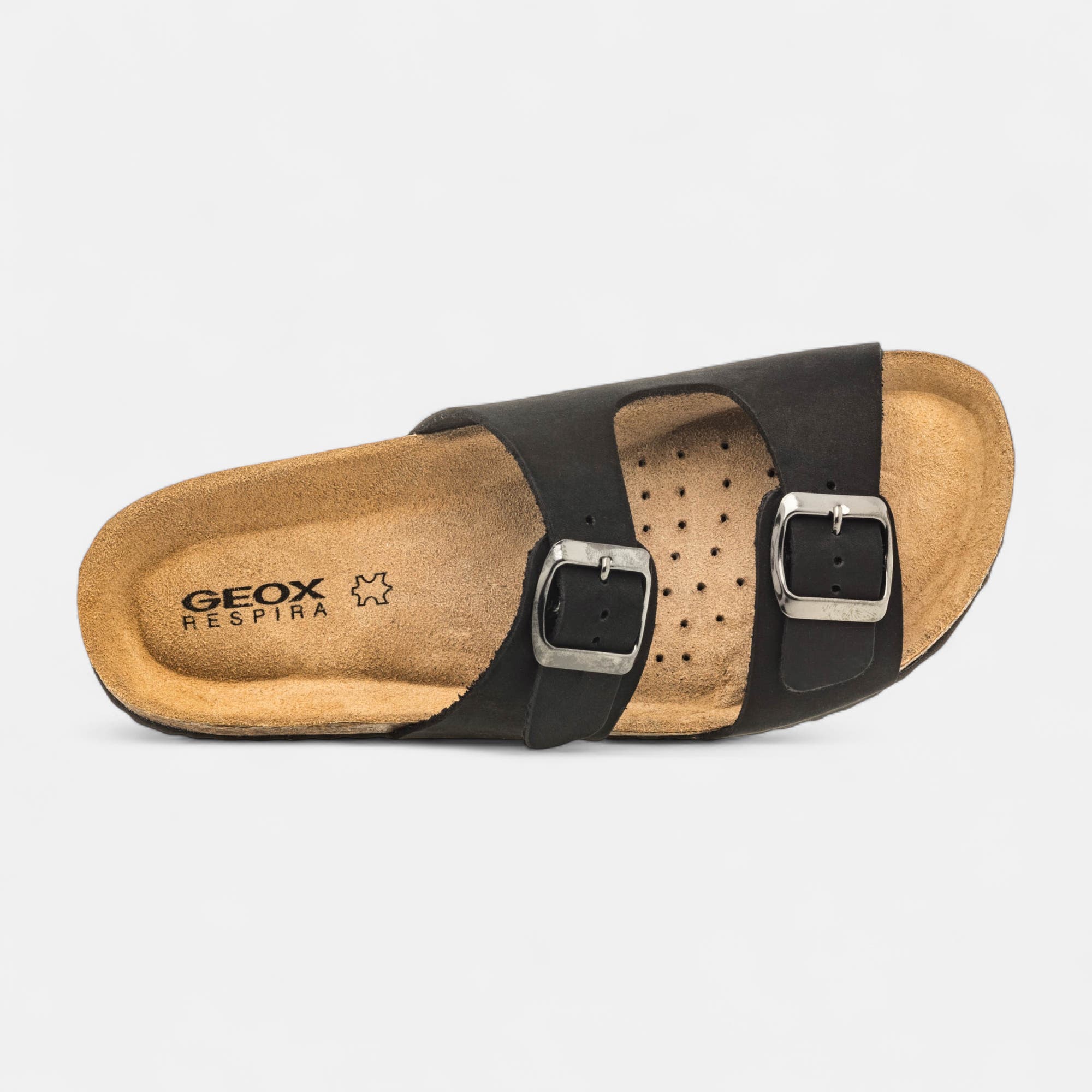 Mules semelle liège Femme en cuir noir
