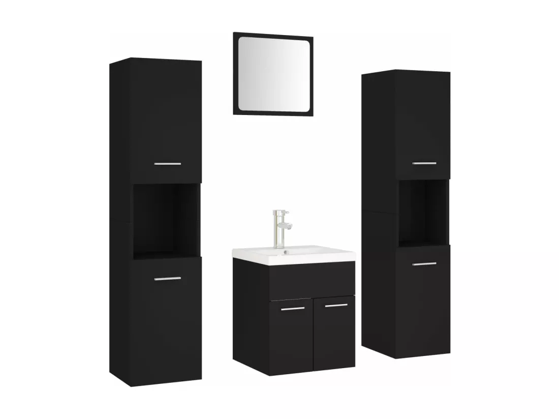Ensemble de meubles de salle de bain Noir Aggloméré