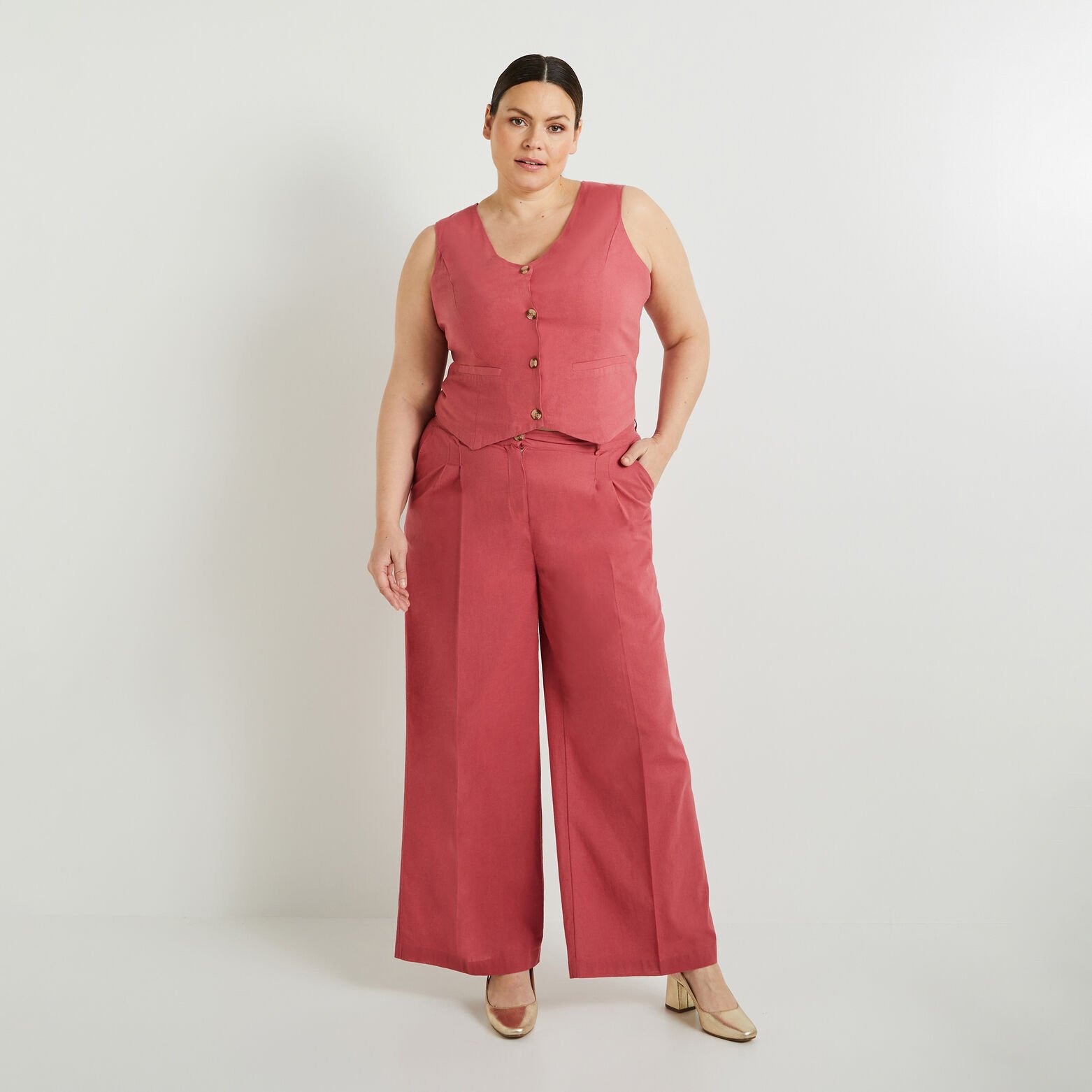 Pantalon large à pinces femme