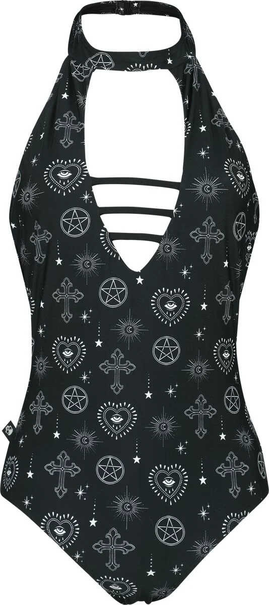 Maillot de Bain Dos-Nu avec Symboles Mystiques | Gothicana by EMP Maillot de bain