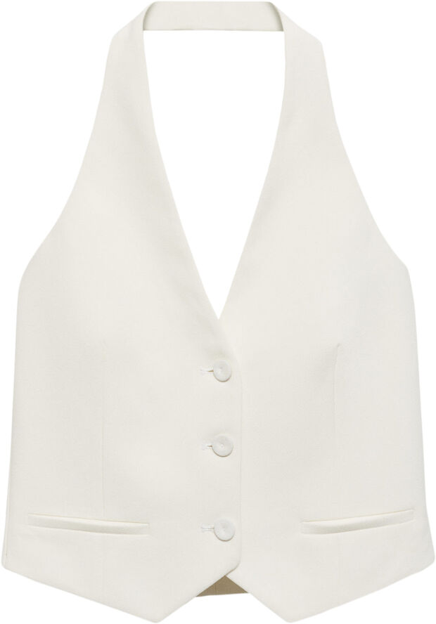 MANGO Halter-neck gilet with buttons Light beige