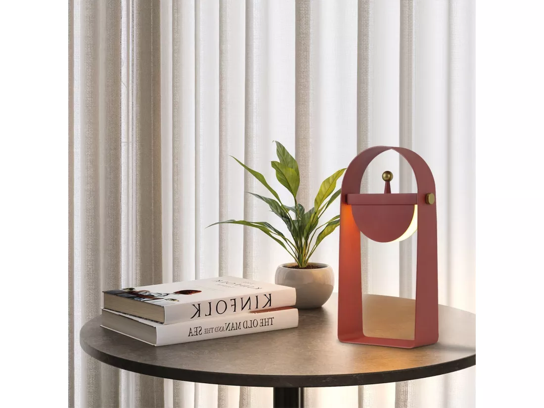 NETTLIFE Lampe de table LED Lampe de chevet Sans fil - Portable Veilleuse Luminosité Réglable 26CM，rose
