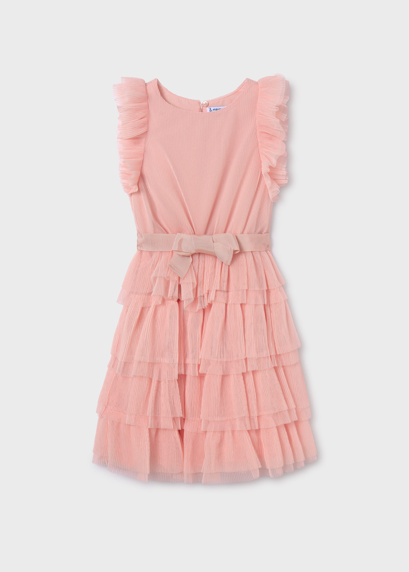 Vestido de tule cru com babados para meninas