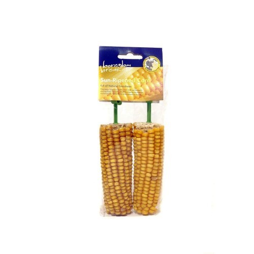 Pacote com 2 espigas de milho para pássaros, sabor natural.
