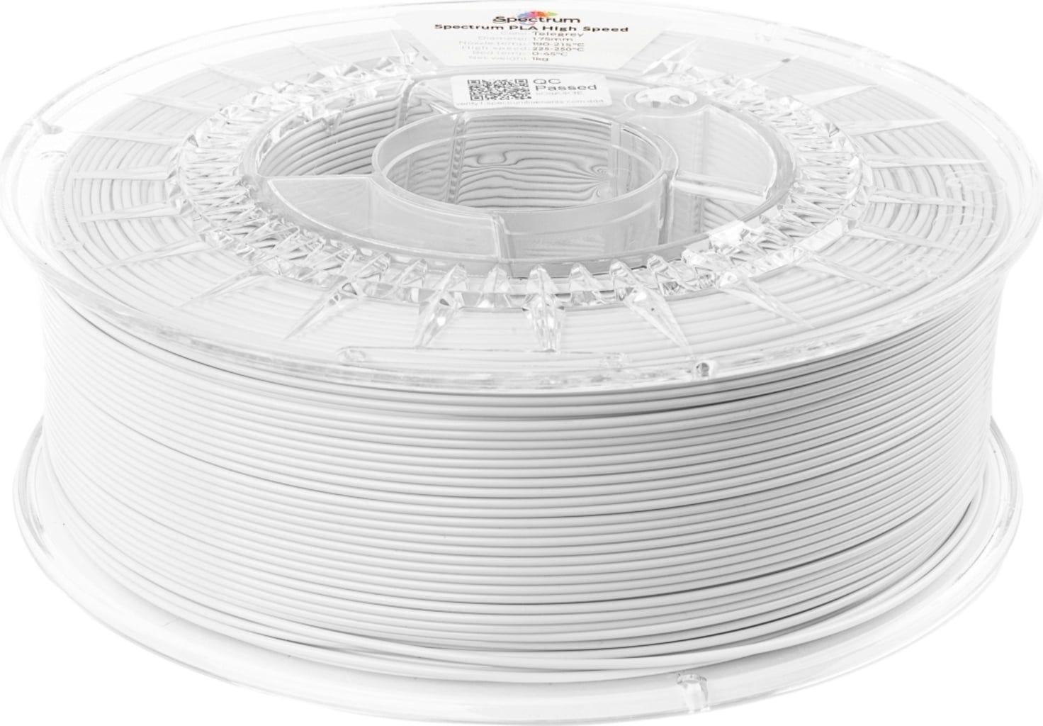 Spectrum  Premium PLA High Speed Telegrey, 1,75 mm / 1000 g    PLA Material speziell für den Hochgeschwindigkeitsdruck