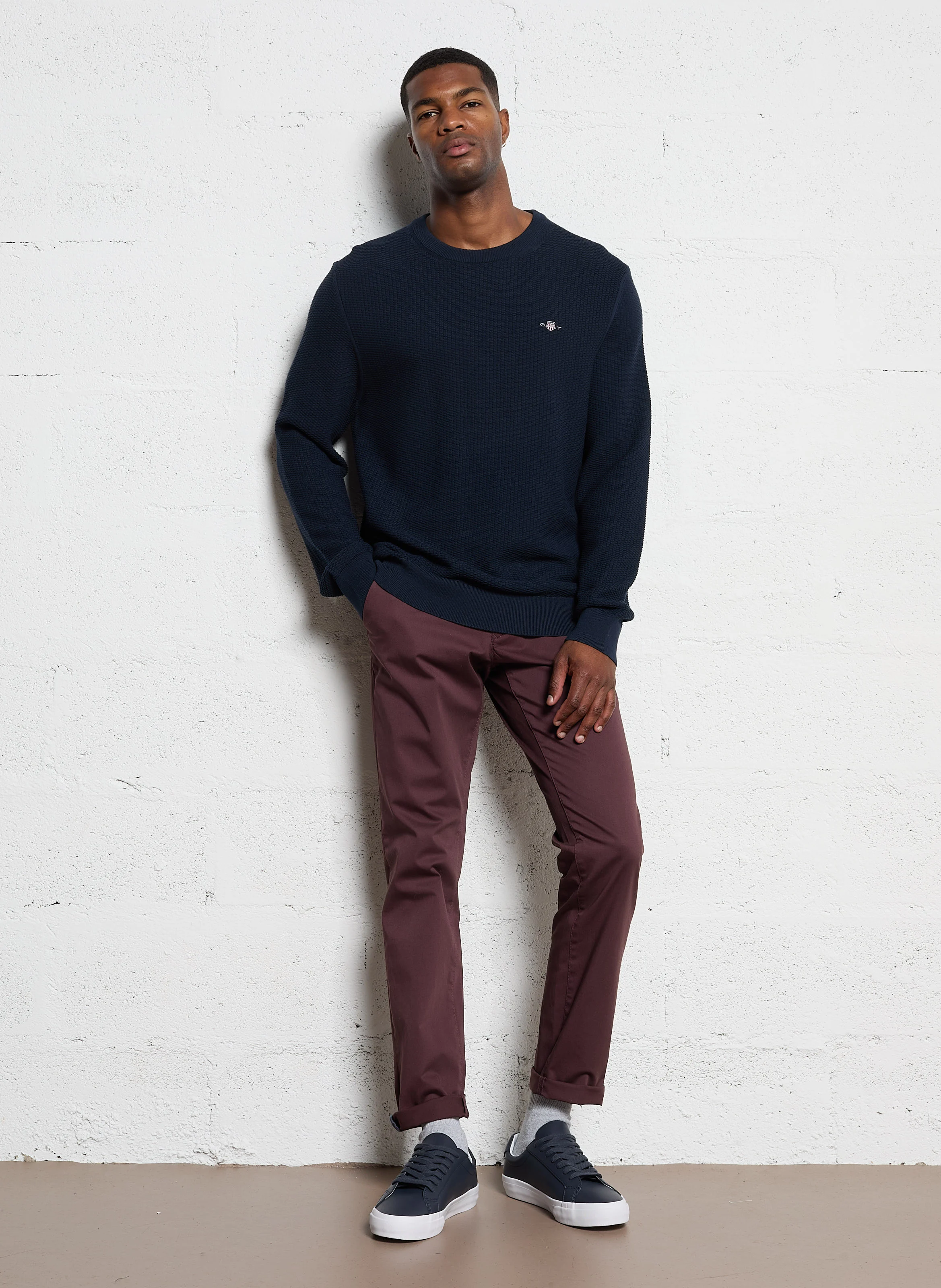 Pantalon slim en coton biologique mélangé | Marron
