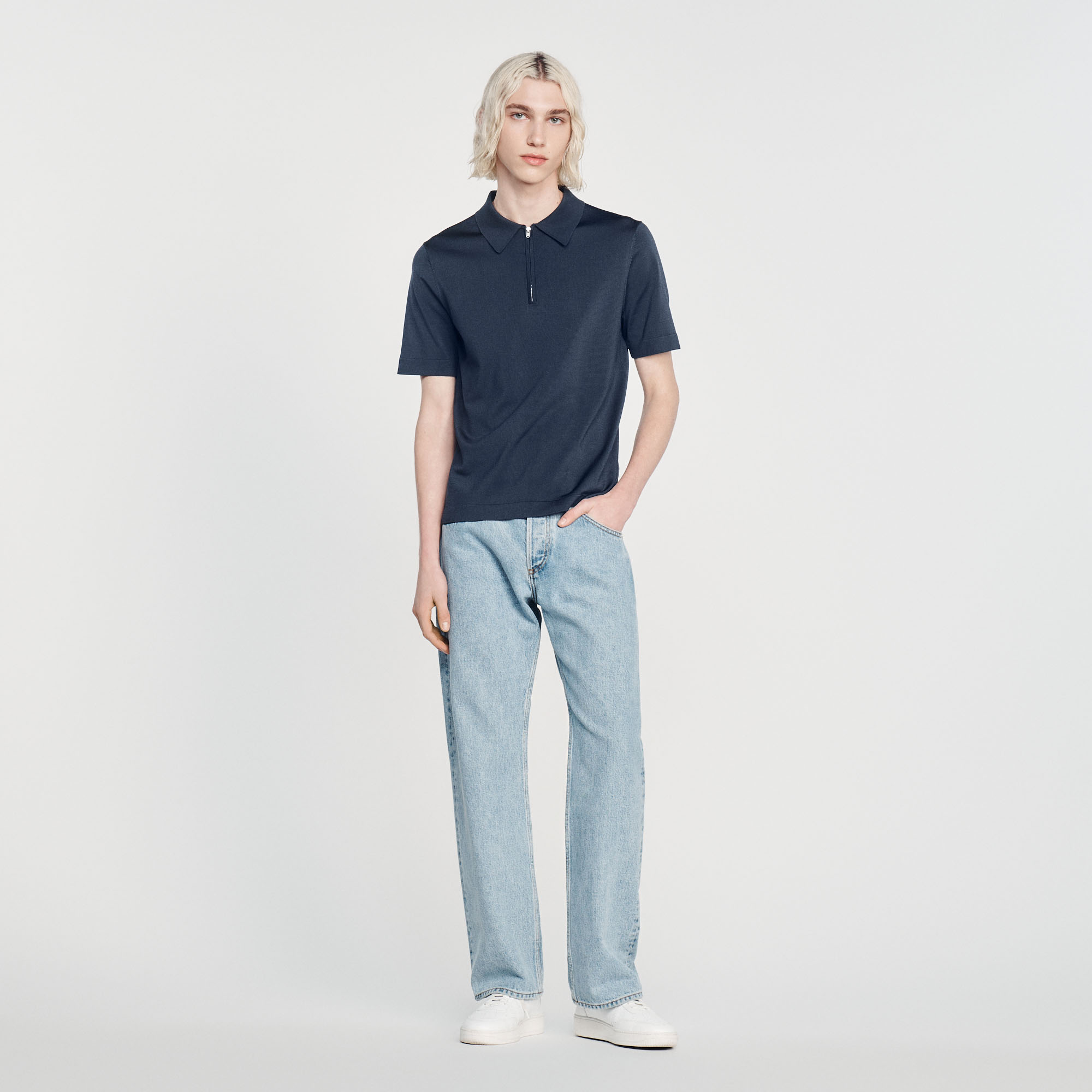 Polo en maille á col zippe