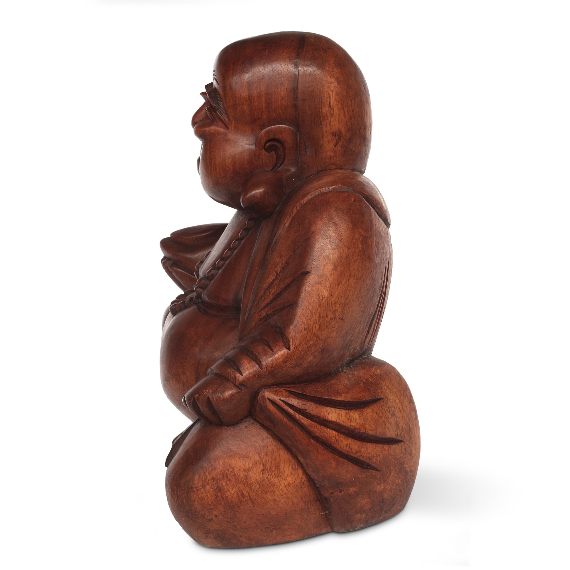 Holz-Statue 'lachender Buddha', H 40 cm, B 39 cm, L 22 cm von fischer's lagerhaus