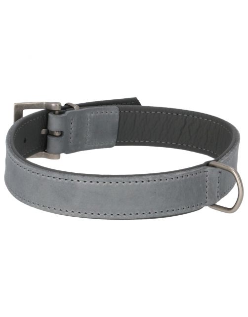 Adori Halsband Vetleder Gevoerd Grijs&Antraciet - Hondenhalsband