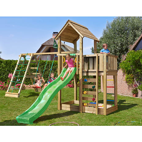 Jungle Gym Mansion 2.1 legetårn inkl. Climb Module, sand og rutsjebane