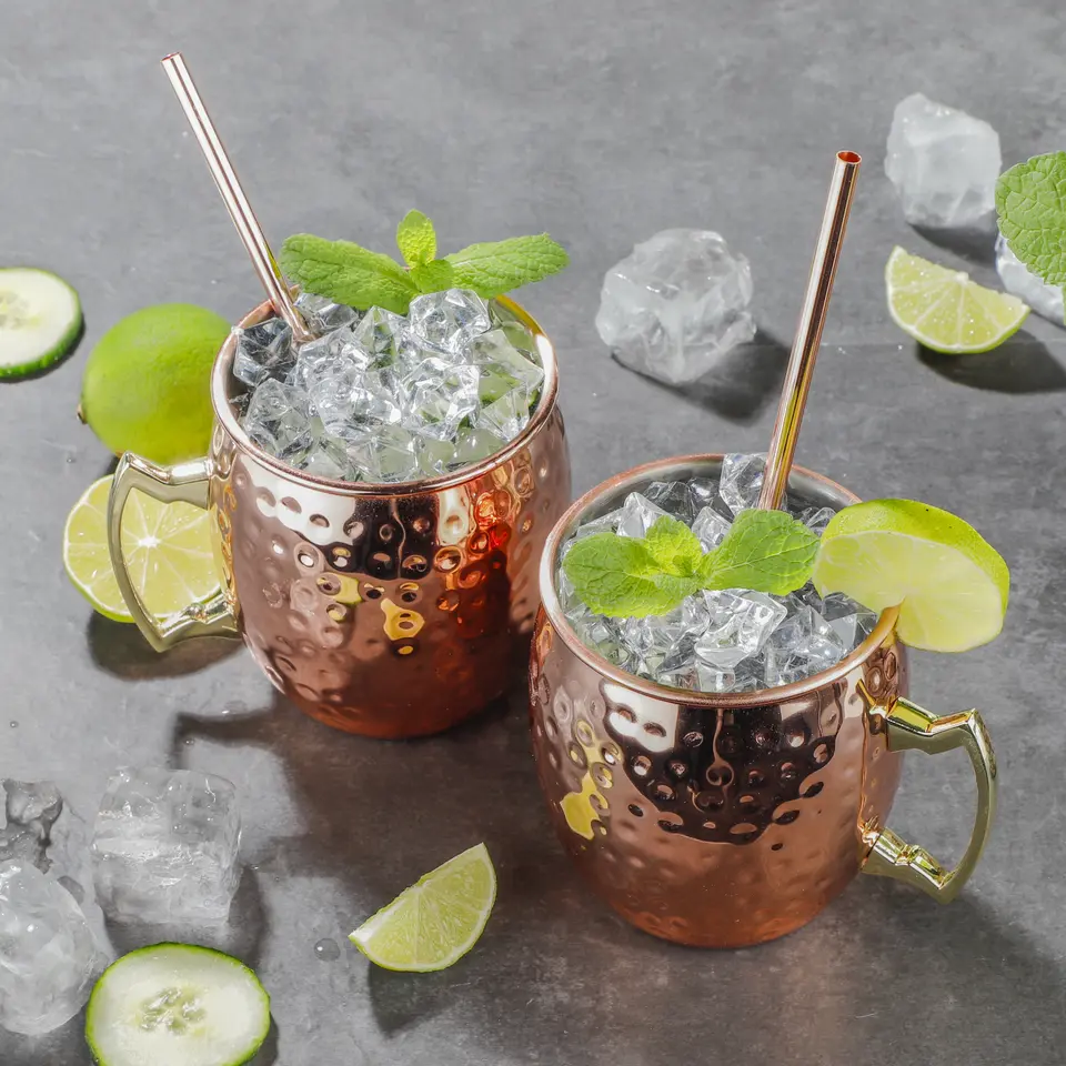 Set van 2x Cocktailbekers/cocktailglazen - koper - 500 ml