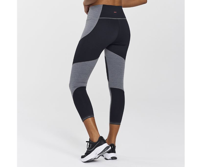 Saucony Time Trial Crop Hardloopbroek Lang Grijs/Zwart Dames
