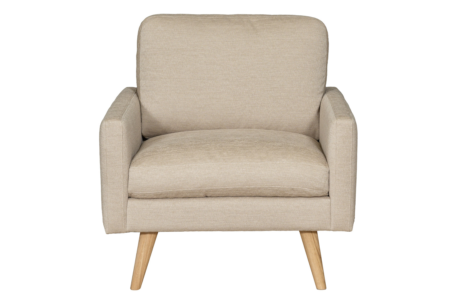 Villa Lenestol Tekstil Nicole 1/18 Beige. Skrå ben eik natur. Arm 23. Soft/Soft