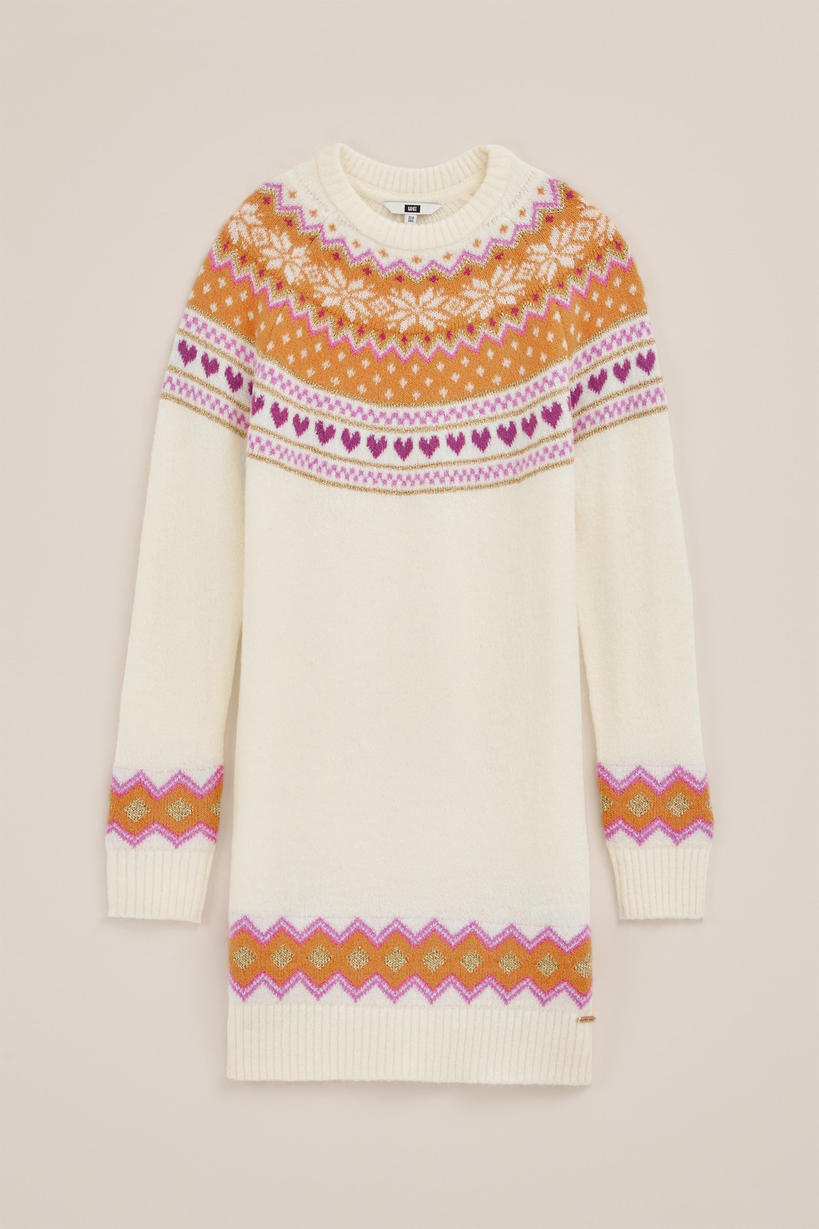Meisjes gebreide jurk met dessin WE Fashion Multikleur