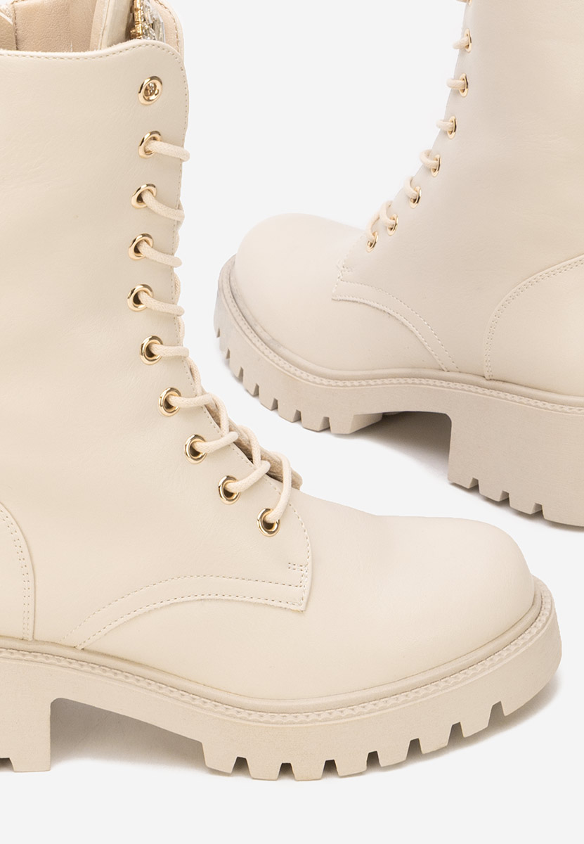Bottines rangers femme beige Noblesa V2