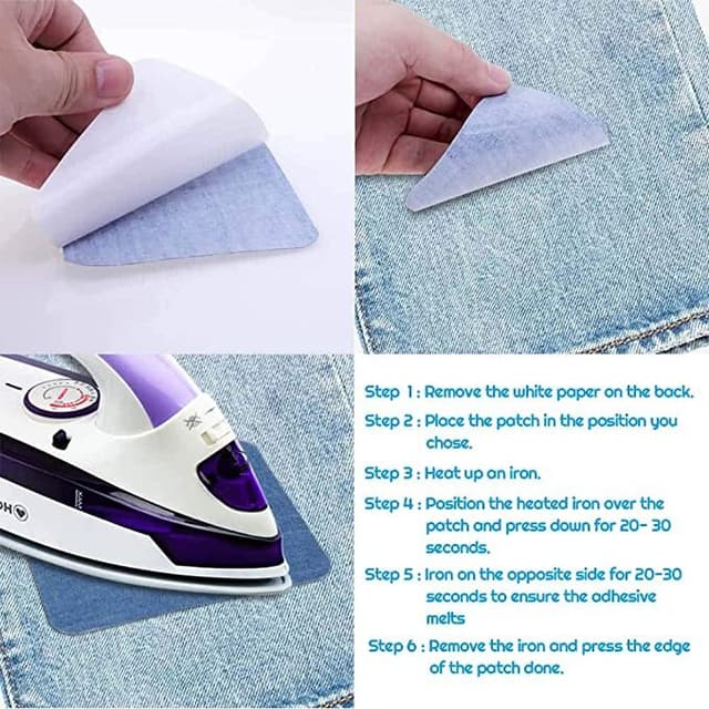Stryge reparationsplastre til jeans 30 stk Denim blå