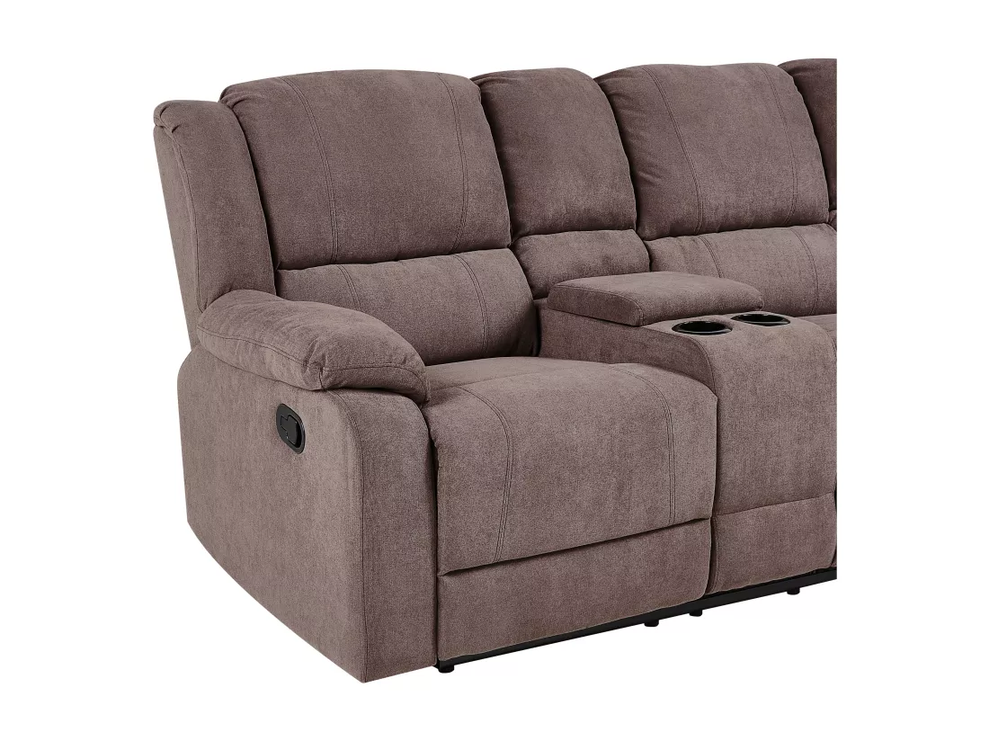 Canapé d'Angle de Relaxation Manuel à 5 Places en Tissu Beige Taupe Rokke