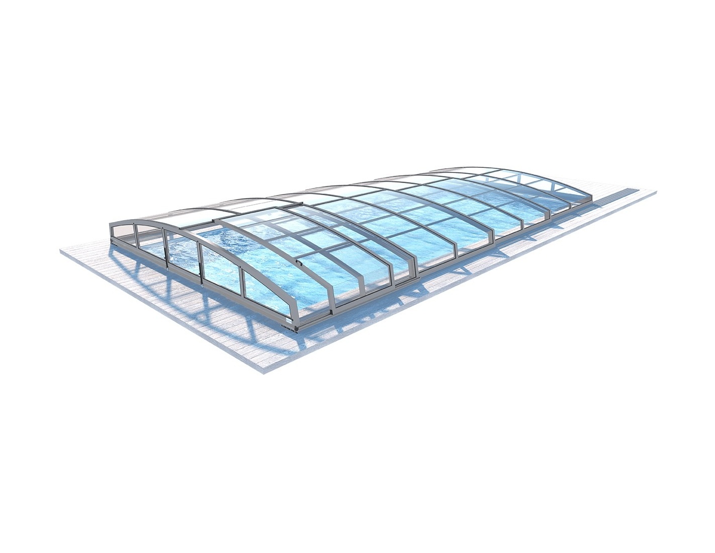 Abri de piscine skyline - 8,61x4,20 m - polycarbonate massif 3 mm - couleur ral7037 gris