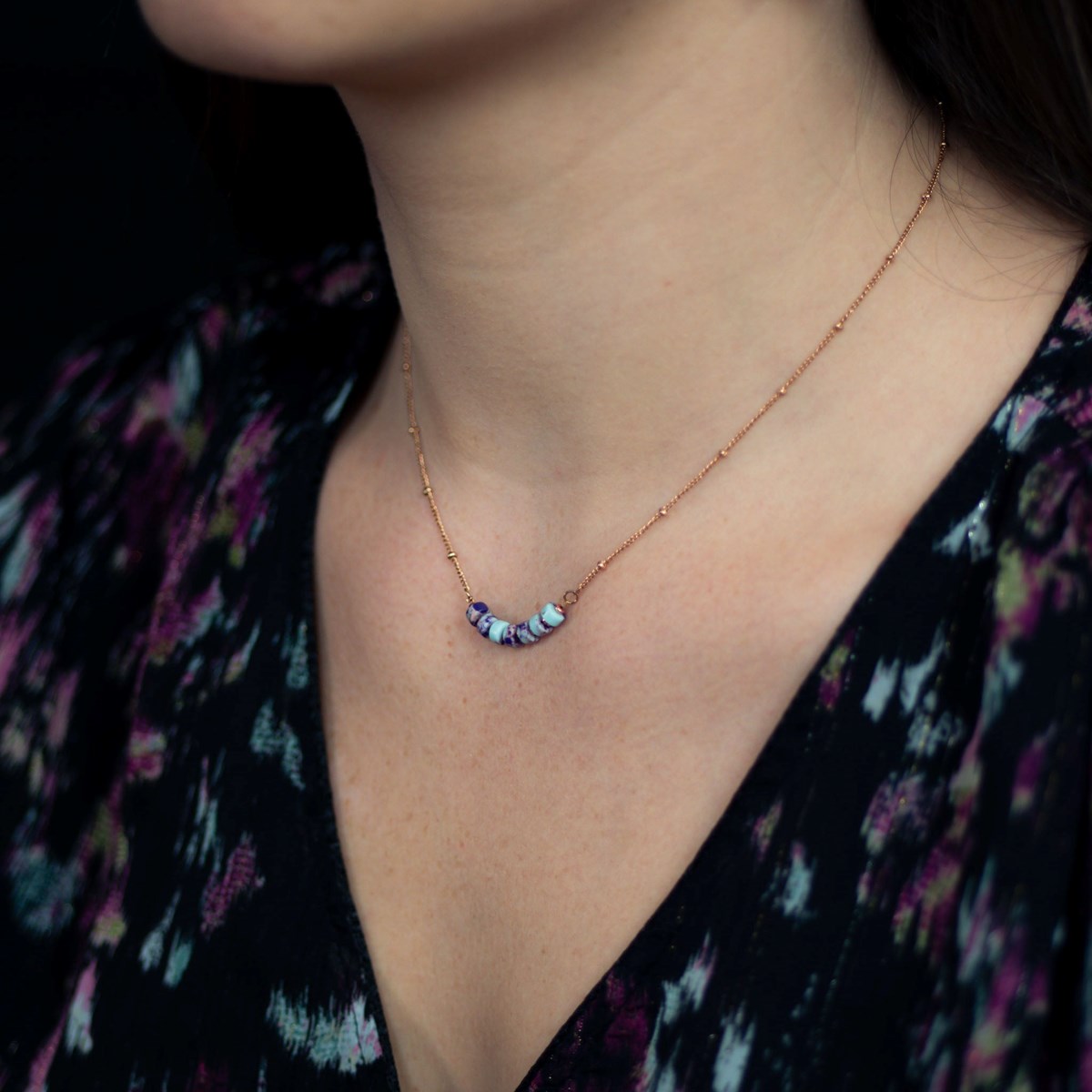 Collier, bracelet et boucles d'oreilles Piana en pierres Jaspe