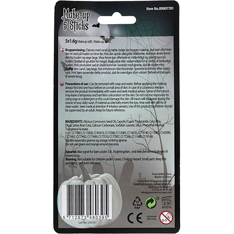 Halloweeen grease make-up 5 sticks - multifarvet