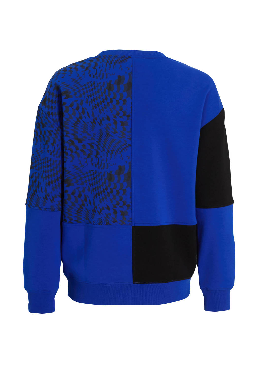 Coolcat Colourblock Sweater Nathan met Print Blauw