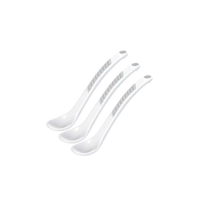 COUVERTS 3 CUILLERES D'ALIMENTATION INCURVEES BLANC-6M+ - Ecru