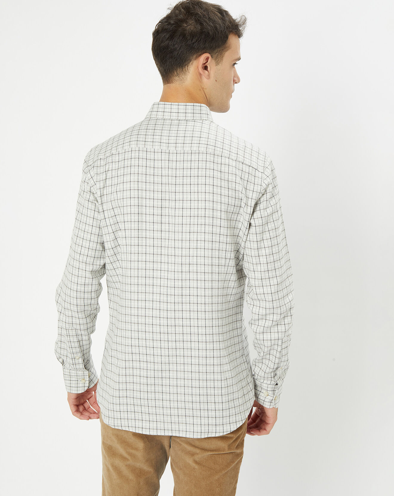 Hackett London Chemise Slim Fit en Flanelle à carreaux gris clair