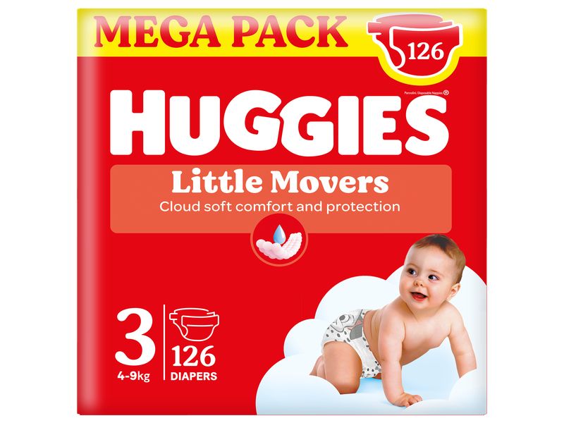 Huggies Windeln Little Movers Grösse 3 Windeln mit Nässeindikator und Rückentasche zum Schutz vor dem Auslaufen