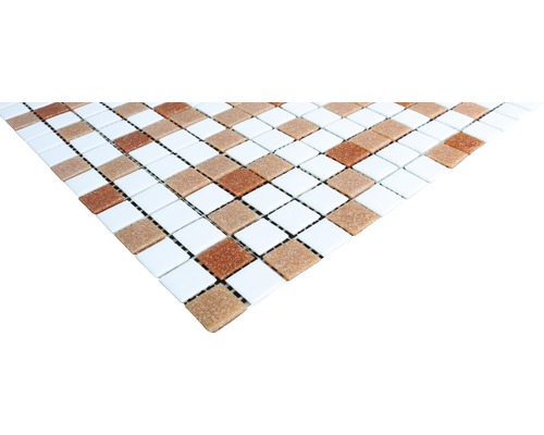 Glasmozaïek mix wit en bruin 30,5 x 32,5 cm