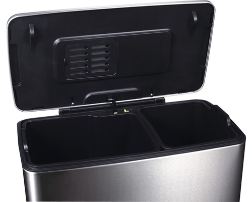 EKO E-Cube pedaalemmer, 2 compartimenten, 28 liter, 18 liter, roestvrij staal mat