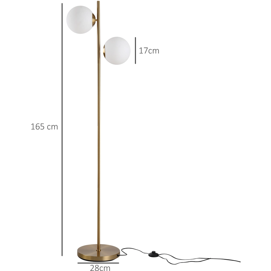 HOMCOM Stehlampe mit 2 Lampenschirmen gold, weiß