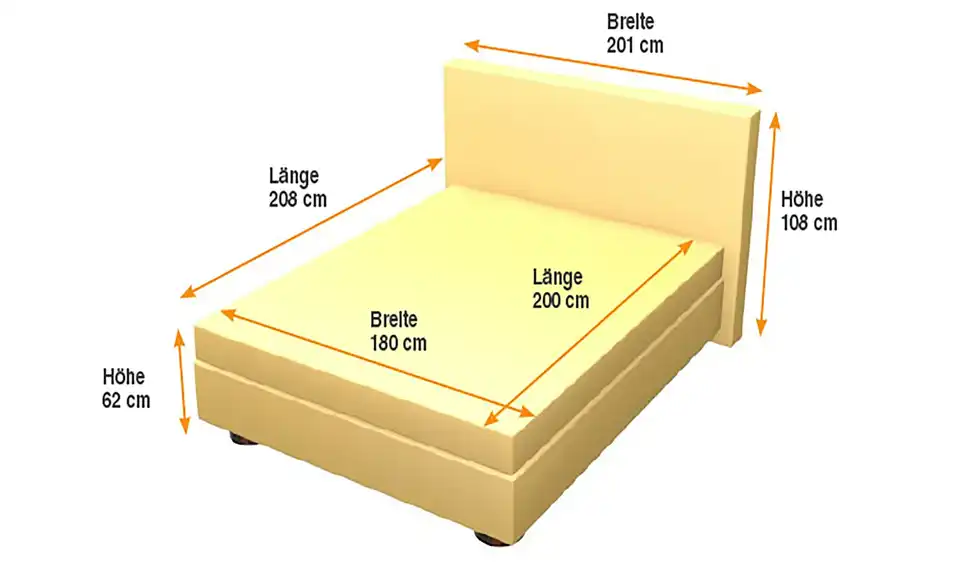 Boxspringbett Manon 180 cm Grau