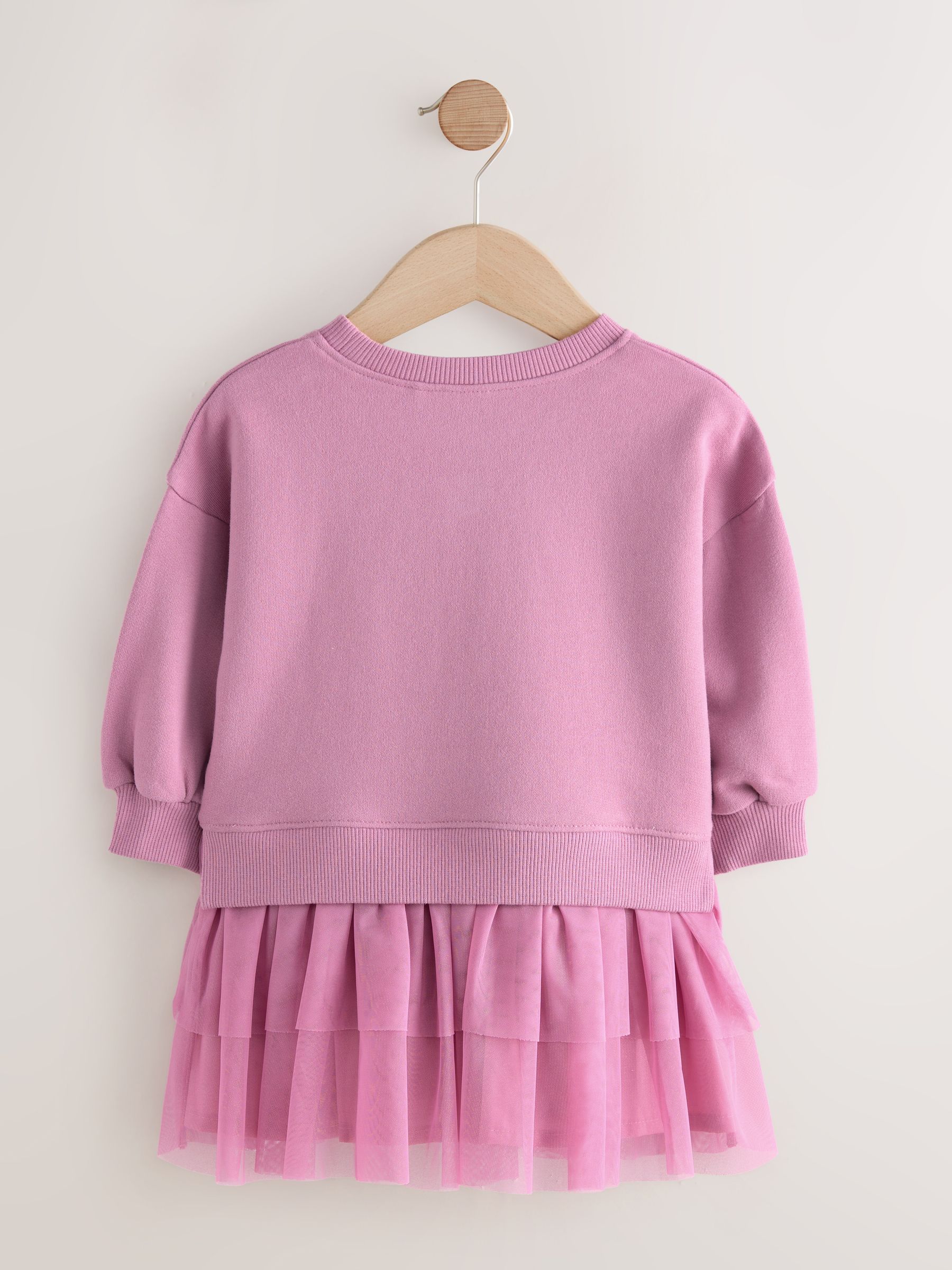 Paars met vos - Feestjurk van sweaterstof (3 mnd-7 jr)