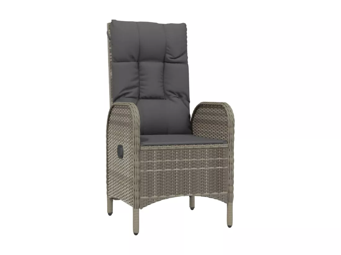 Ensemble à manger de jardin coussins 5 pcs noir et gris